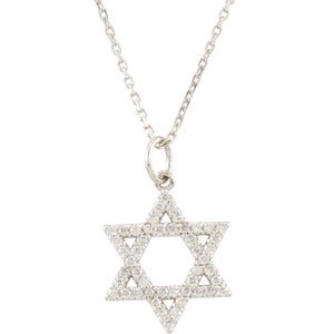 14K White 1/5 CTW Diamond Star of David Necklace