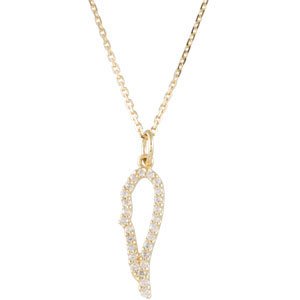 14K Yellow 1/10 CTW Diamond Angel Wing 18 Necklace