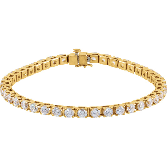 14K Yellow 3.5 mm Round Cubic Zirconia Line Bracelet