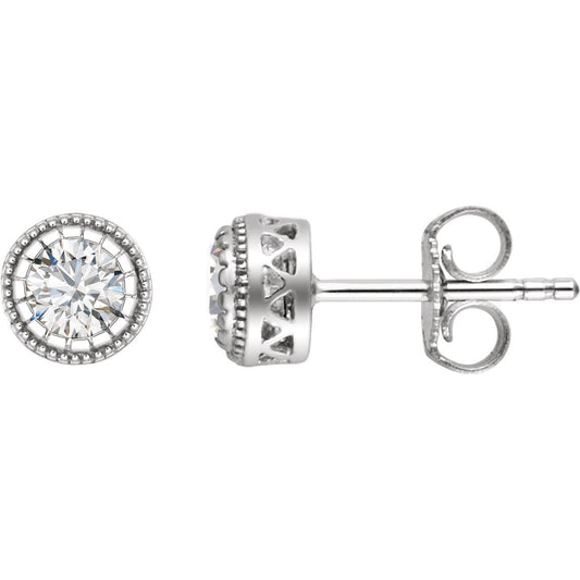14K White Sapphire April Birthstone Earrings