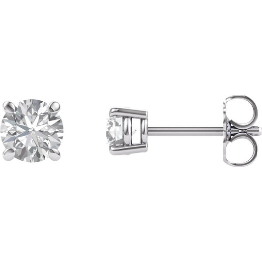 14K White 4.5 mm Round Forever Oneu2122 Moissanite Earrings
