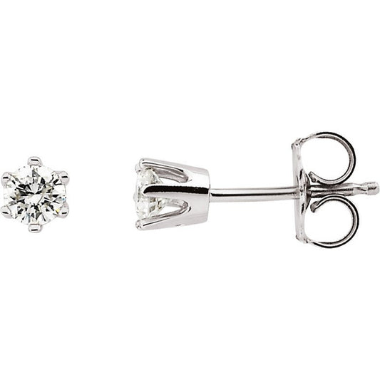 14K White 1/2 CTW Diamond 6-Prong Stud Earrings