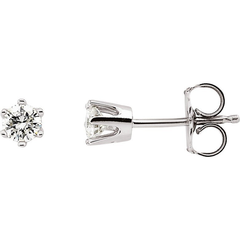 14K White 1/3 CTW Diamond 6-Prong Stud Earrings