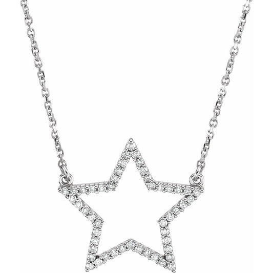 14K White 1/5 CTW Diamond Star 16 Necklace