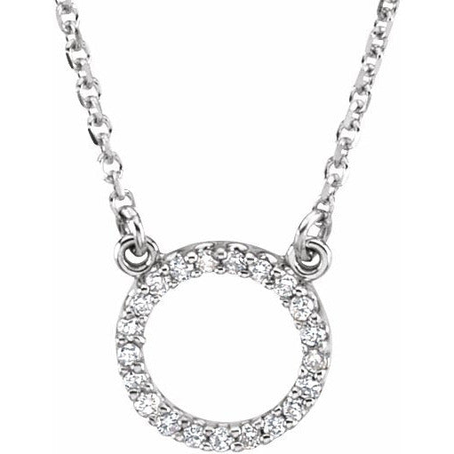 14K White 1/10 CTW Diamond Circle 16 Necklace