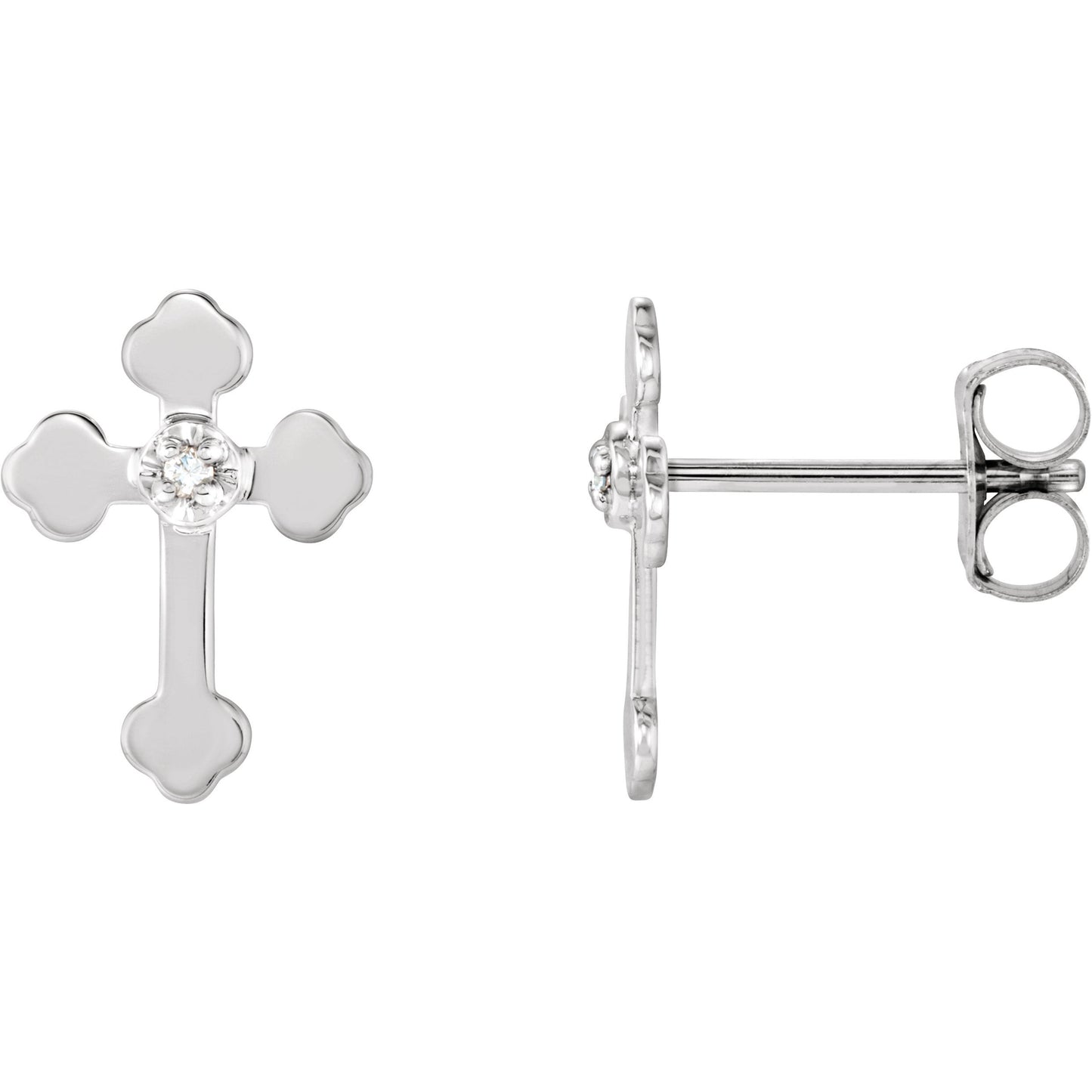 14K White .01 CTW Diamond Cross Earrings