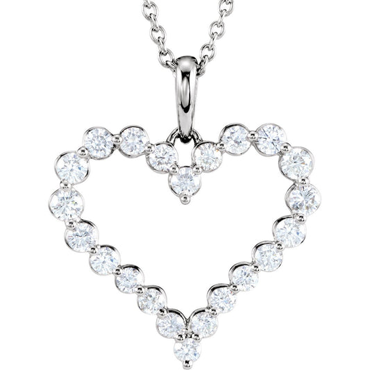 14K White 1 CTW Diamond Heart 18 Necklace
