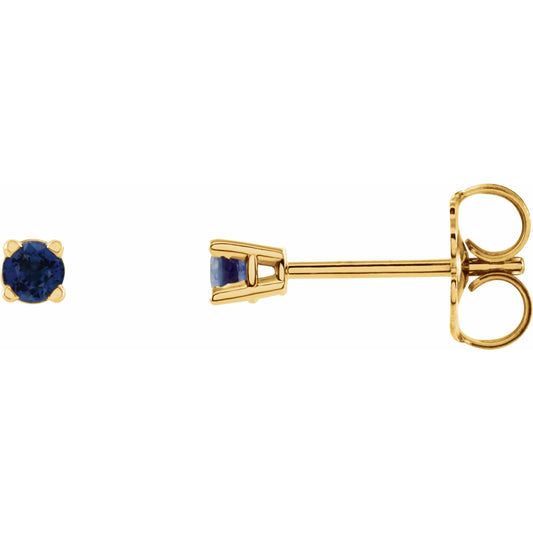 14K Yellow 2.5 mm Round Blue Sapphire Earrings