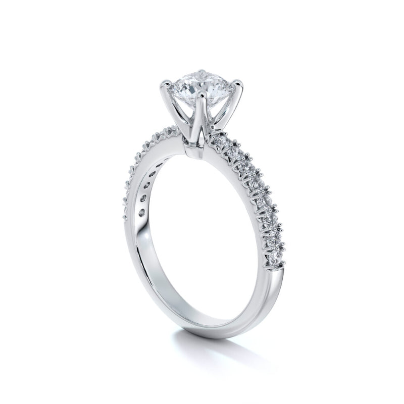 Sasha Primak Pave-Set Round Diamond Side-Stone Engagement Ring