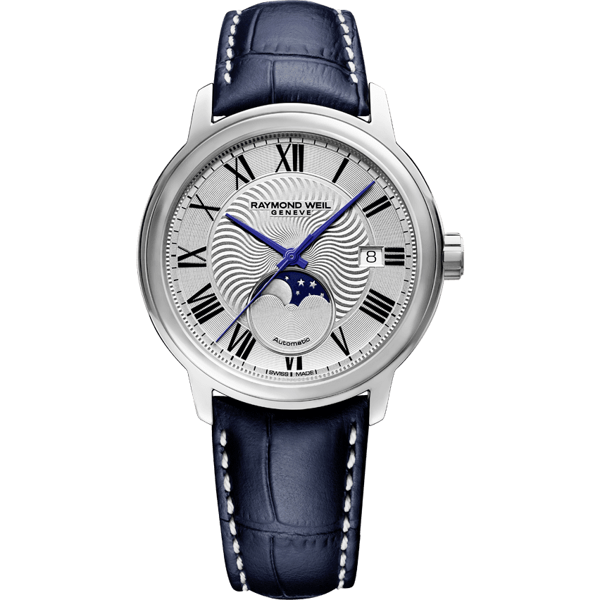 Raymond Weil Maestro Moon Phase Blue Leather Watch