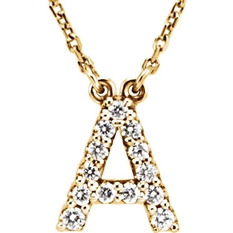14K Yellow Initial A 1/6 CTW Diamond 16 Necklace