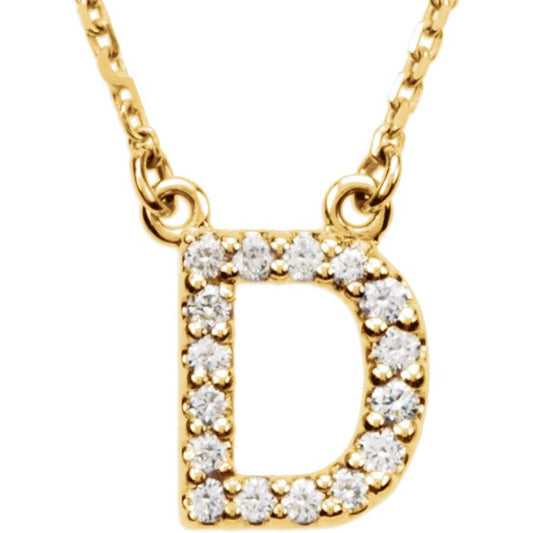 14K Yellow Initial D 1/8 CTW Diamond 16 Necklace