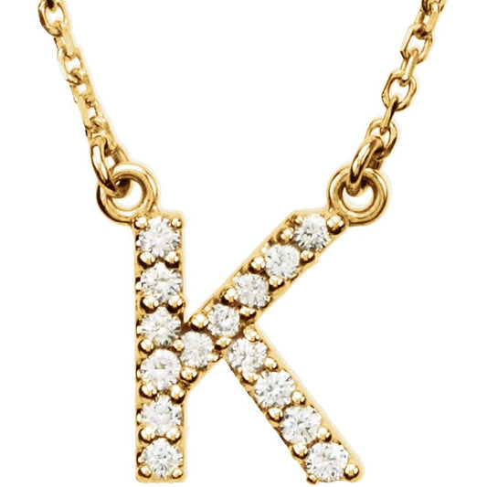 14K Yellow Initial K 1/8 CTW Diamond 16 Necklace