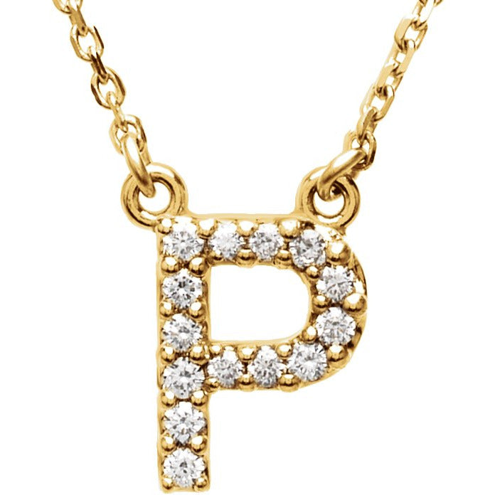 14K Yellow Initial P 1/6 CTW Diamond 16 Necklace
