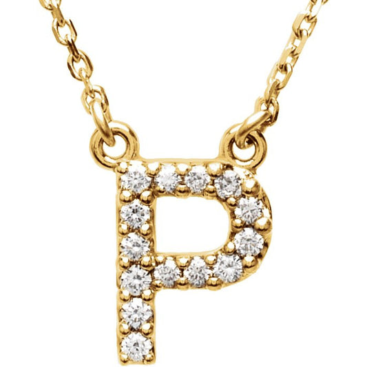 14K Yellow Initial P 1/6 CTW Diamond 16 Necklace