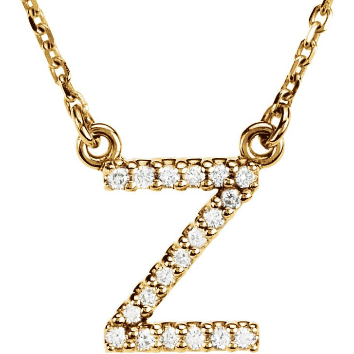 14K Yellow Initial Z .08 CTW Diamond 16 Necklace