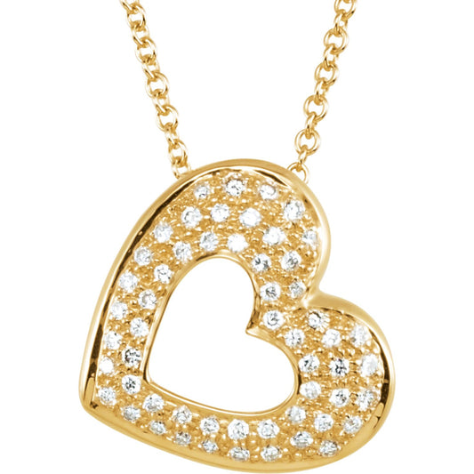 14K Yellow 1/4 CTW Diamond Heart 18 Necklace