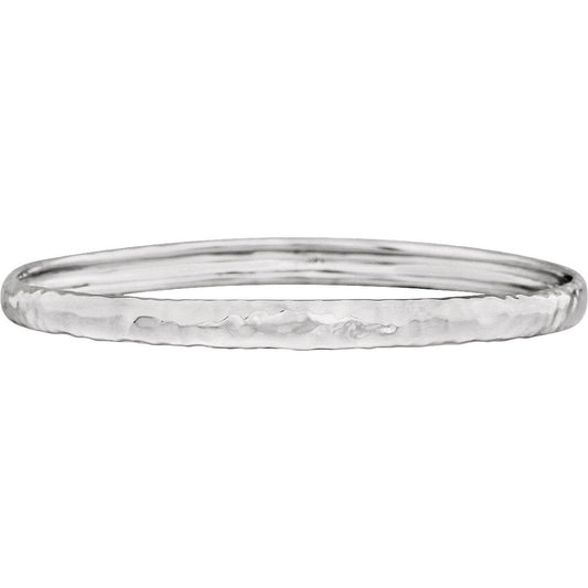 14K White 5.1 mm Hammered Bangle 7 1/2 Bracelet
