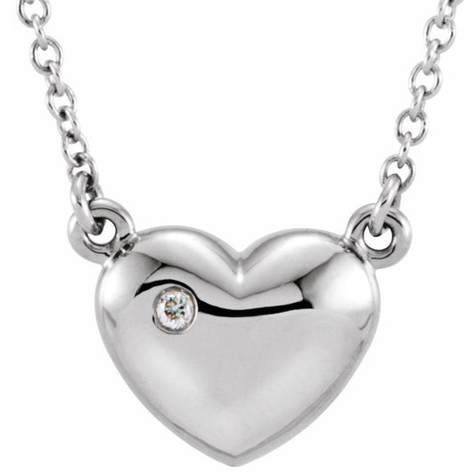 14K White .01 CTW Diamond Heart 16.5 Necklace