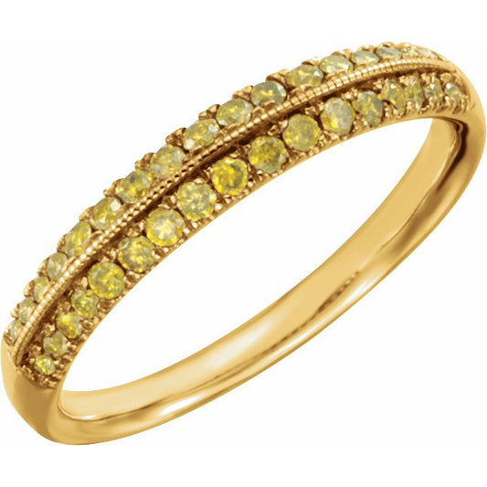14K Yellow 1/3CTW Yellow Diamond Wedding Band