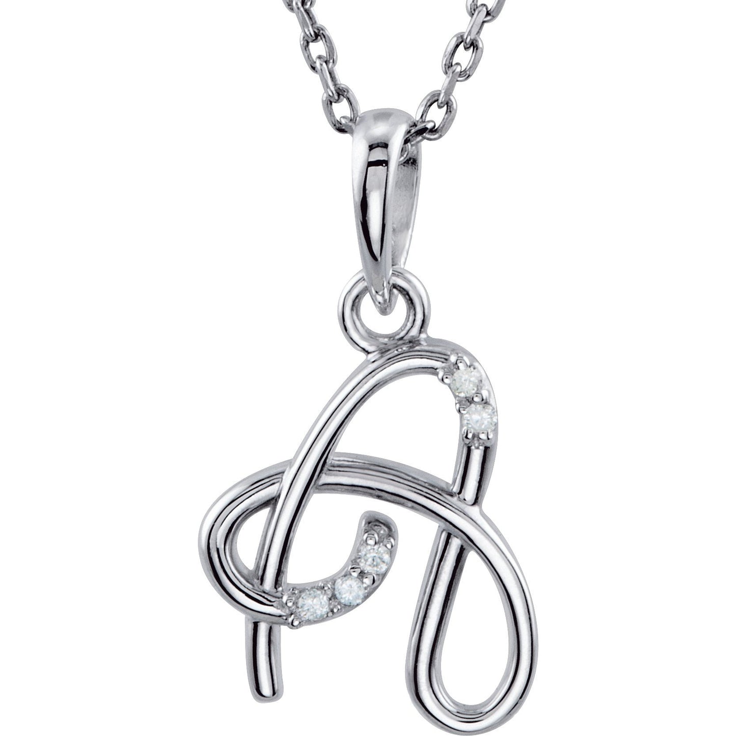 14K White .02 CTW Diamond Initial A 18 Necklace