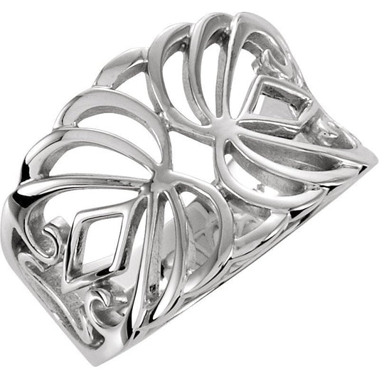 14K White Freeform Ring