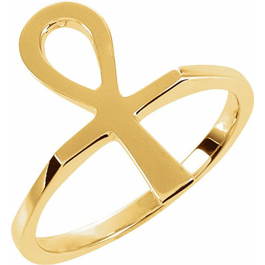 14K Yellow Ankh Ring