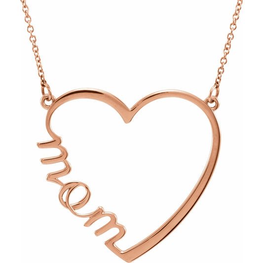 14K Rose Mom Heart 17 Necklace