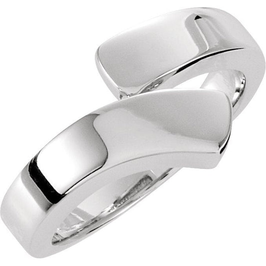 14K White Bypass Ring