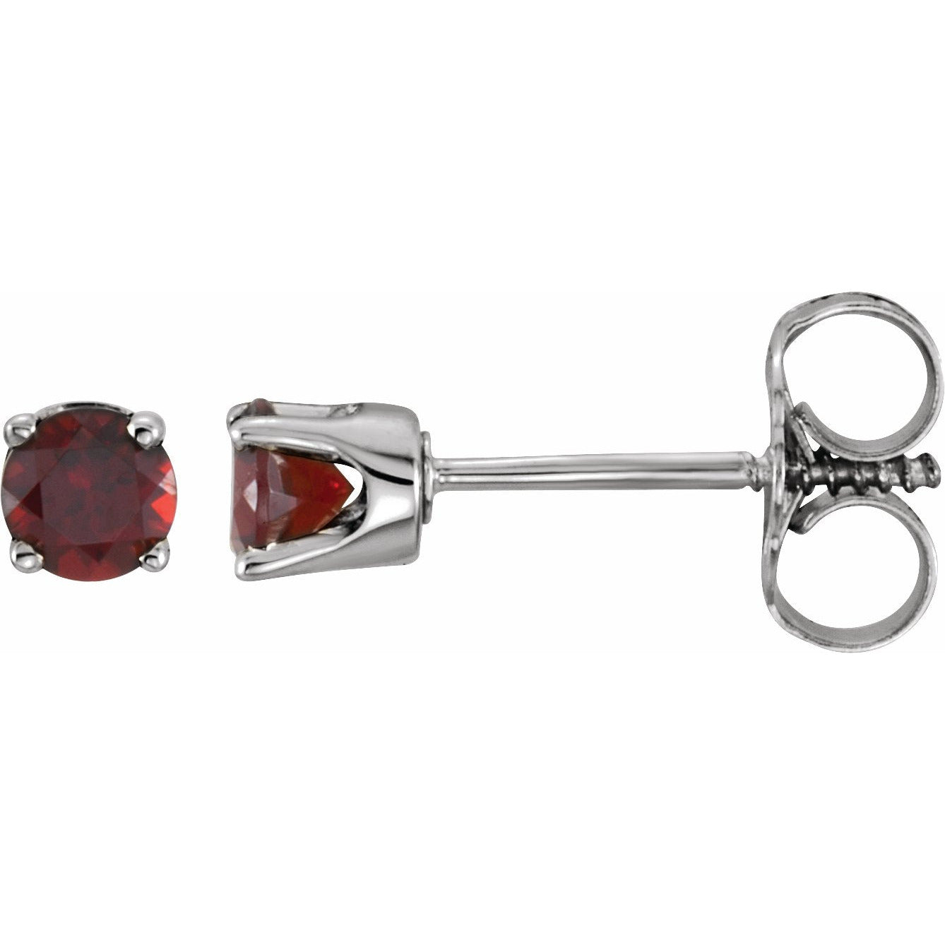 14K White 3 mm Round Mozambique Garnet Youth Birthstone Earrings