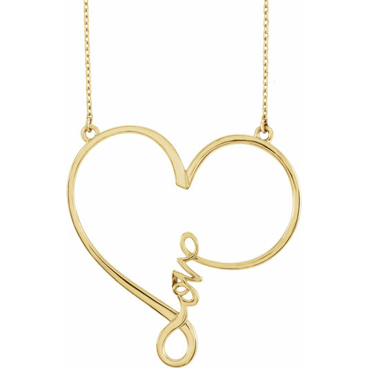 14K Yellow 34x33 mm Infinity-Inspired Love Heart 18 Necklace