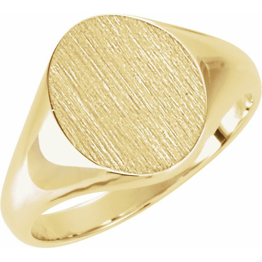 14K Yellow 11x9.5 mm Oval Signet Ring