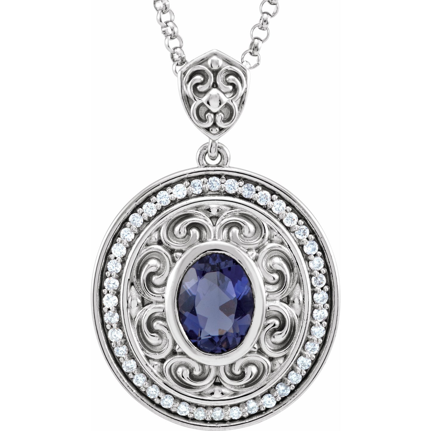 14K White Iolite & 1/8 CTW Diamond 18 Necklace