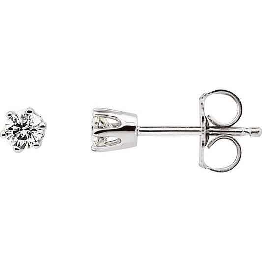 14K White 1/5 CTW Diamond 6-Prong Stud Earrings