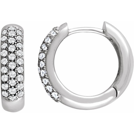 14K White 1/2 CTW Diamond Pavu00e9 Hoop Earrings