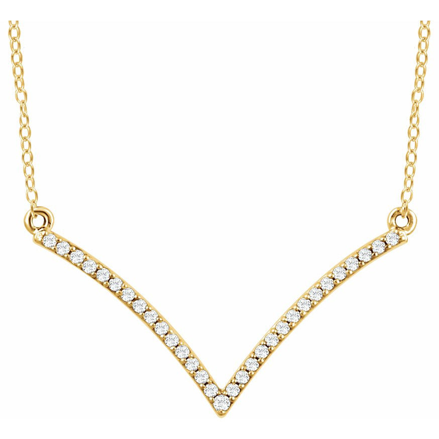 14K Yellow 1/6 CTW Diamond V 18 Necklace