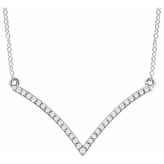 14K White 1/6 CTW Diamond V 18 Necklace