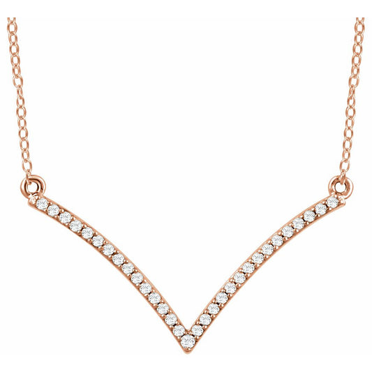 14K Rose 1/6 CTW Diamond V 18 Necklace