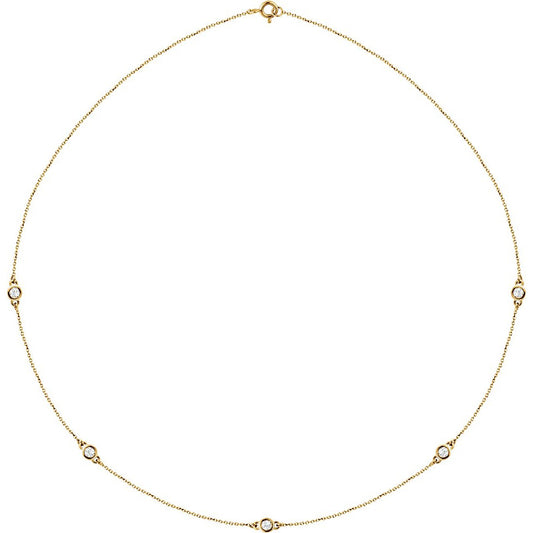 14K Yellow 1/2 CTW Diamond 5-Station 18 Necklace