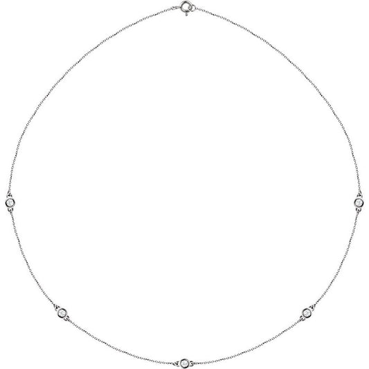14K White 1/2 CTW Diamond 5-Station 18 Necklace