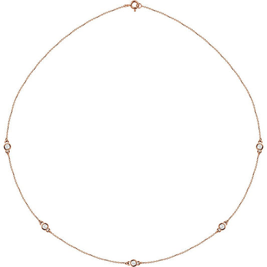 14K Rose 1/2 CTW Diamond 5-Station 18 Necklace