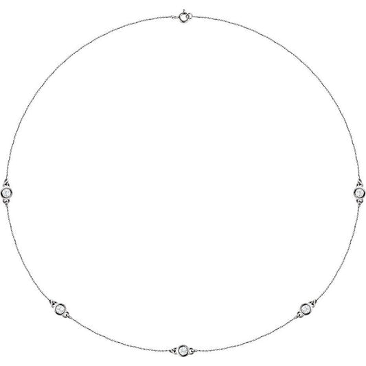 14K White 3/4 CTW Diamond 5-Station 18 Necklace