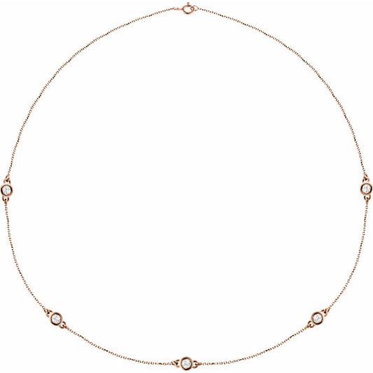 14K Rose 1 CTW Diamond 5-Station 18 Necklace