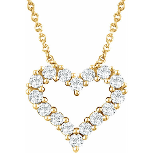 14K Yellow 1/4 CTW Diamond Heart 18 Necklace