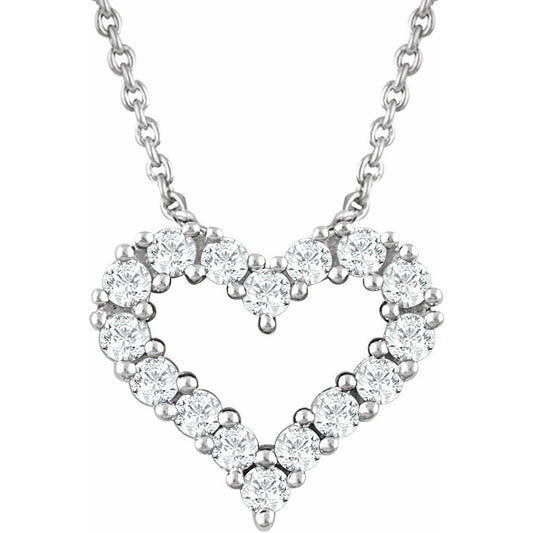 14K White 1/4 CTW Diamond Heart 18 Necklace