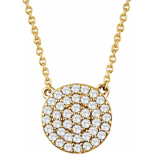 14K Yellow 1/3 CTW Diamond Cluster 16-18 Necklace