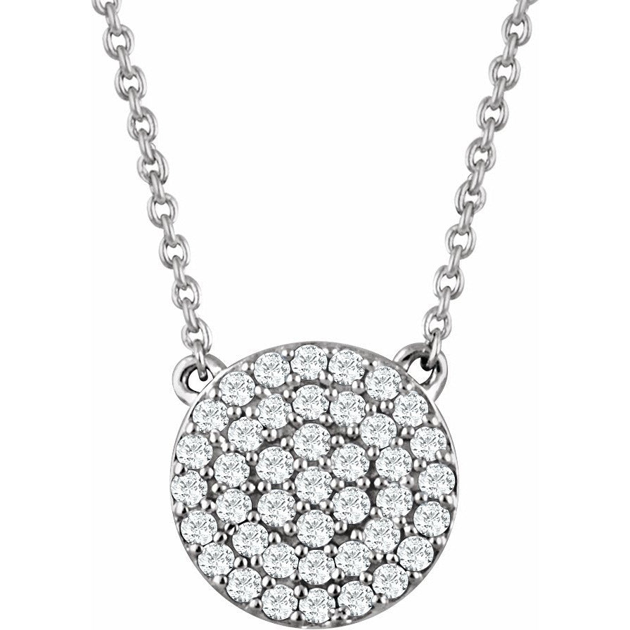 14K White 1/3 CTW Diamond Cluster 16-18 Necklace