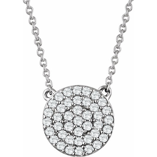 14K White 1/3 CTW Diamond Cluster 16-18 Necklace