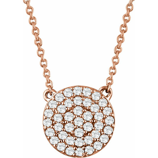 14K Rose 1/3 CTW Diamond Cluster 16-18 Necklace