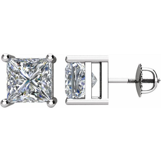 14K White 2 CTW Diamond Threaded Post Stud Earrings